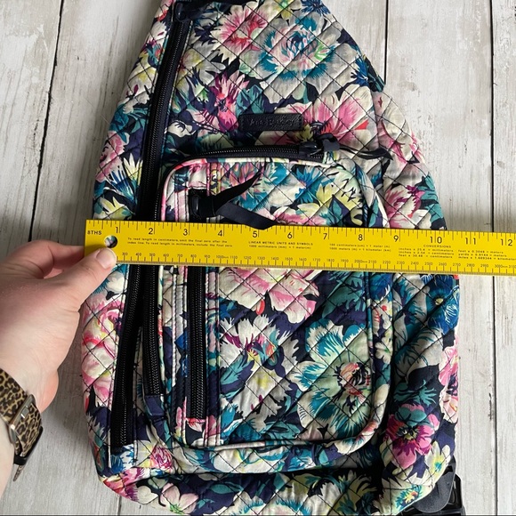 PREOWNED VERA BRADLEY FLORAL PRINT SHOULDER BAG PURSE PINK BLUE - Picture 7 of 10